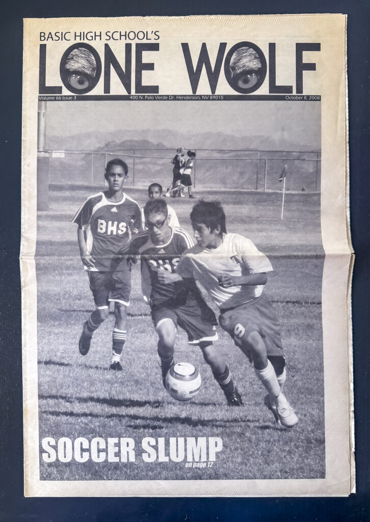Front page of a newspaper
