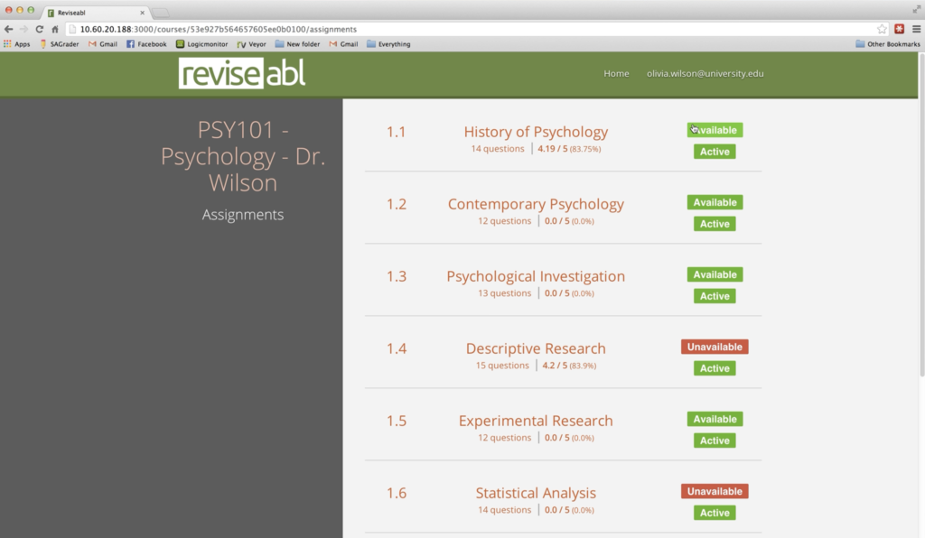 Screenshot of an edtech online learning platform.